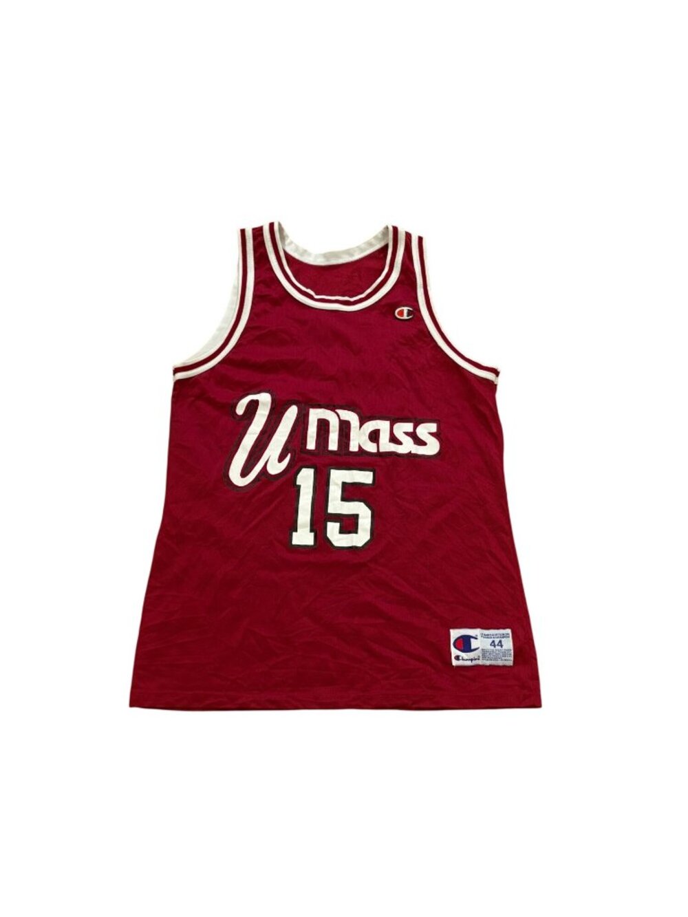 Rare Vintage 90s Champion UMass Minutemen Lou Roe #15 Basketball Jersey Men's 44